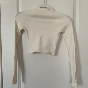 Zara Cream Long Sleeve Mock Neck Top